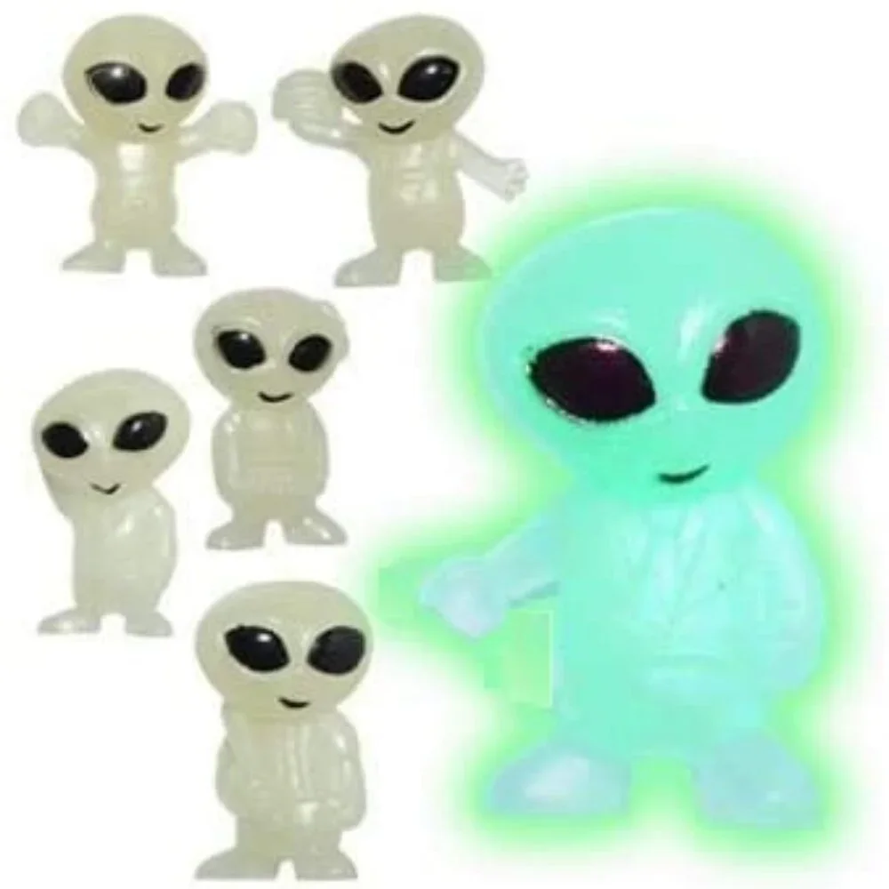 Glow in The Dark Alien Figurines Pack of 100 Party Favors and Cake Toppers